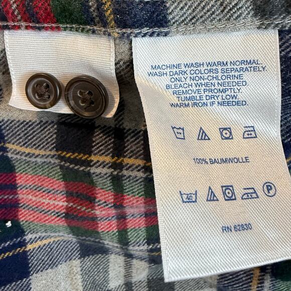 Lands End Plaid Flannel Shirt Traditional Fit Men's XL Red Blue Green - Picture 7 of 8